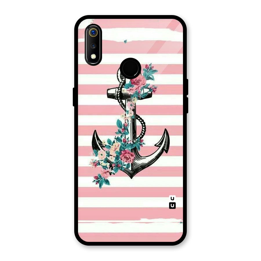 Floral Anchor Glass Back Case for Realme 3i