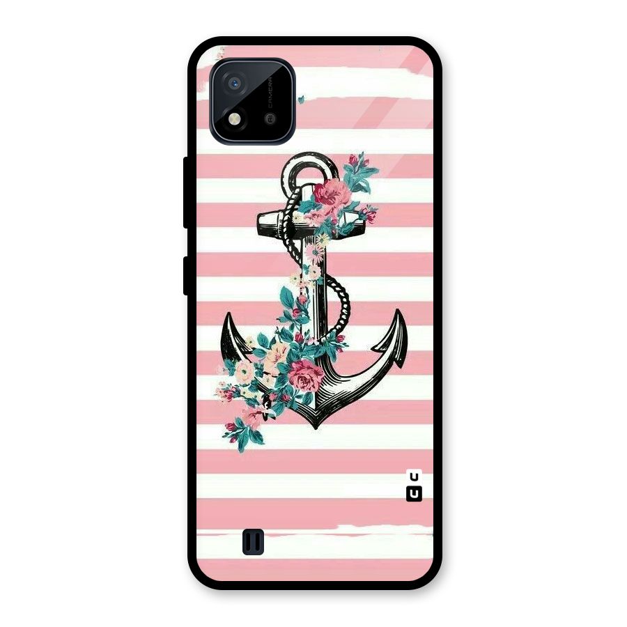 Floral Anchor Glass Back Case for Realme C11 2021