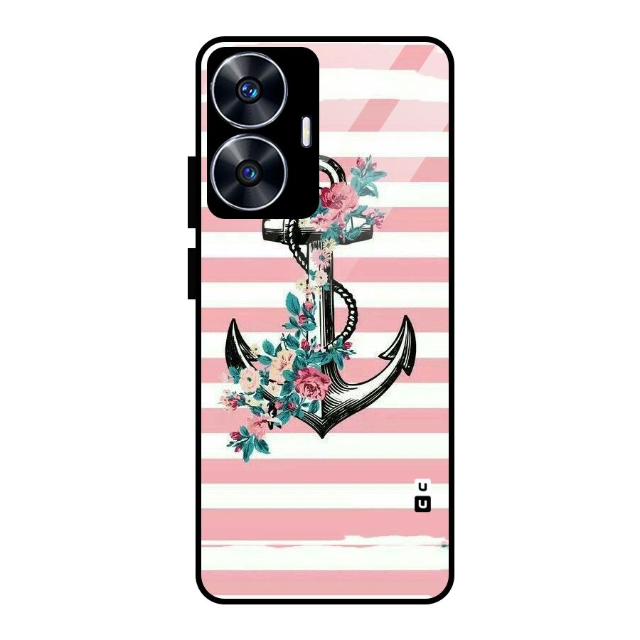 Floral Anchor Glass Back Case for Realme Narzo N55