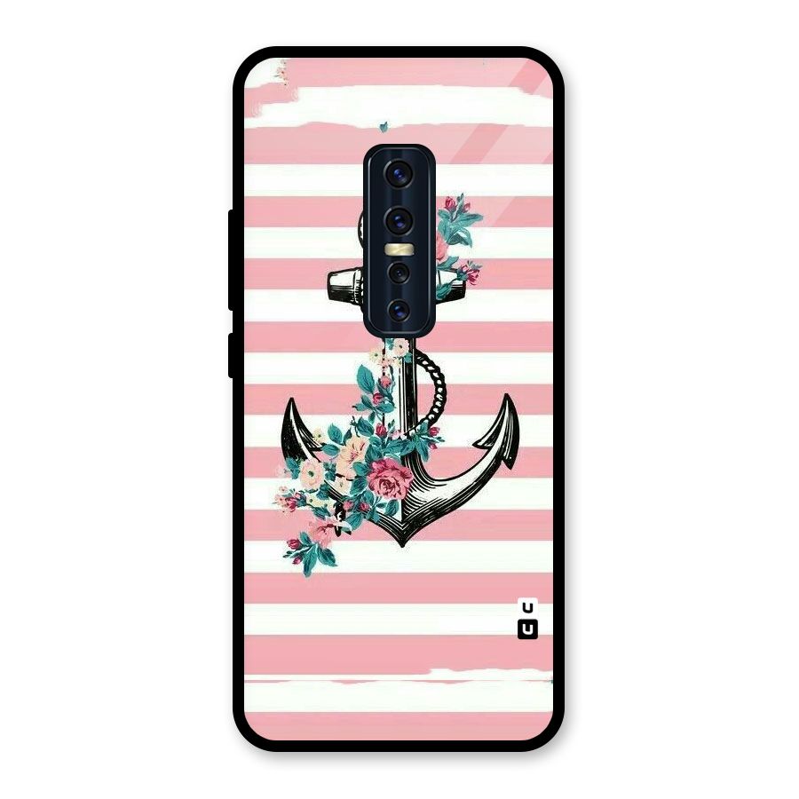Floral Anchor Glass Back Case for Vivo V17 Pro