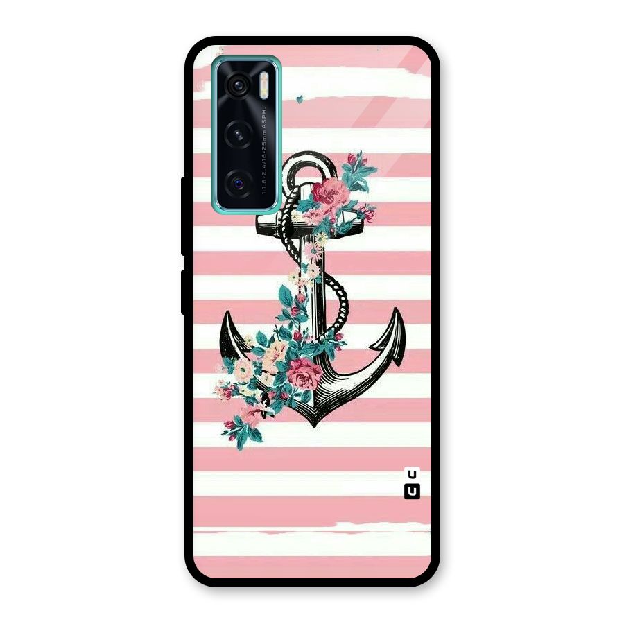 Floral Anchor Glass Back Case for Vivo V20 SE