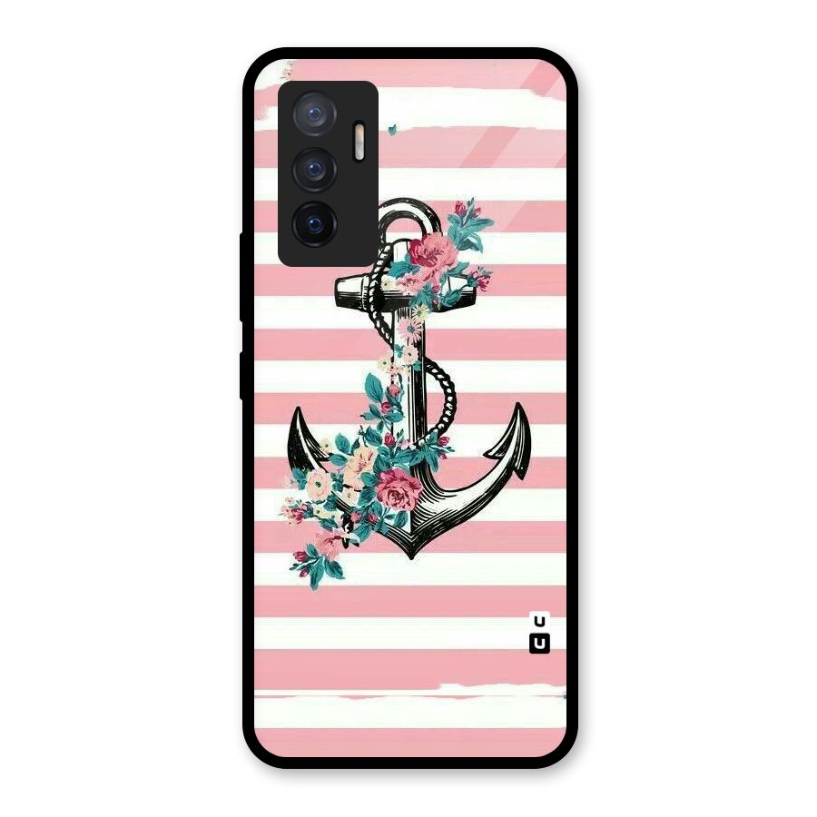 Floral Anchor Glass Back Case for Vivo V23e
