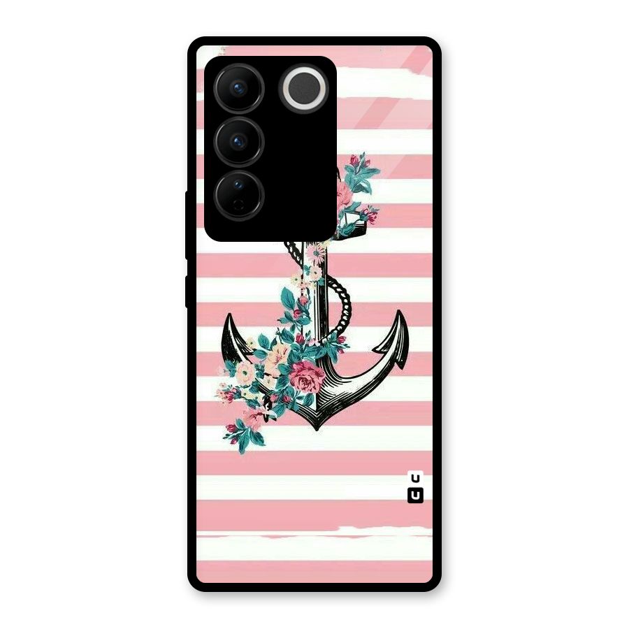 Floral Anchor Glass Back Case for Vivo V27