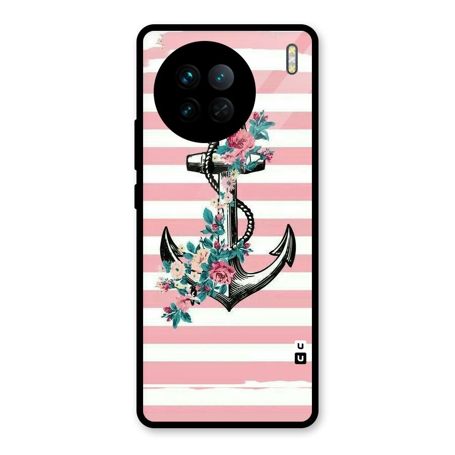 Floral Anchor Glass Back Case for Vivo X90