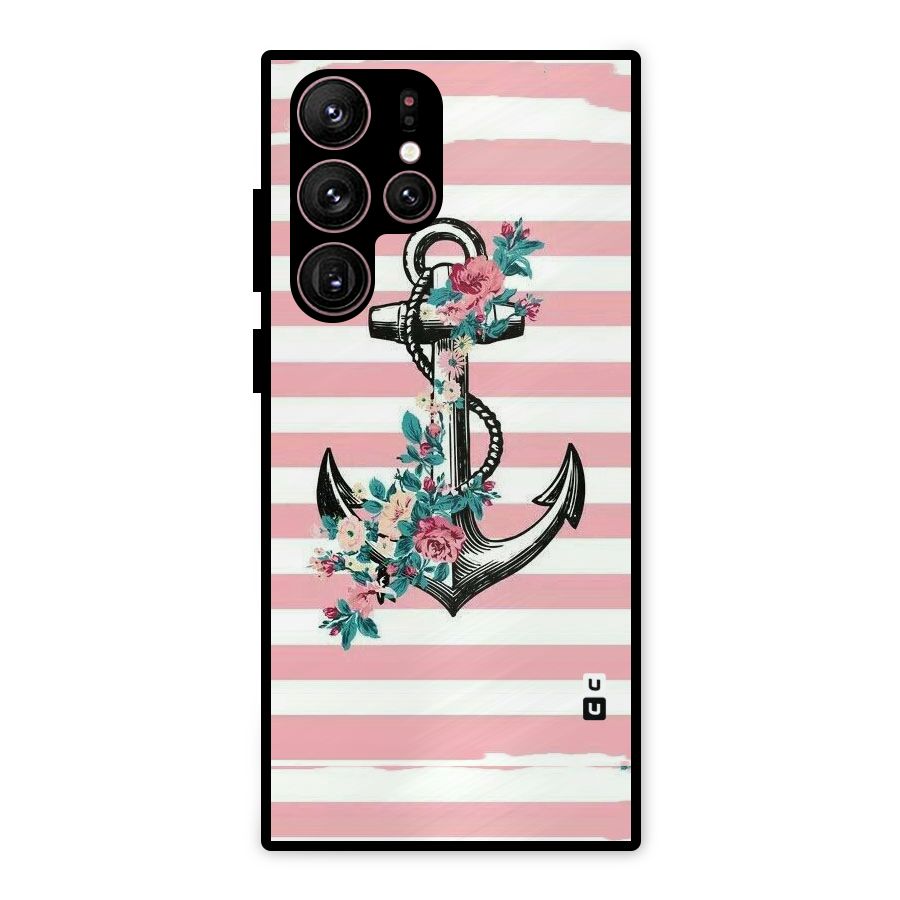 Floral Anchor Metal Back Case for Galaxy S22 Ultra 5G