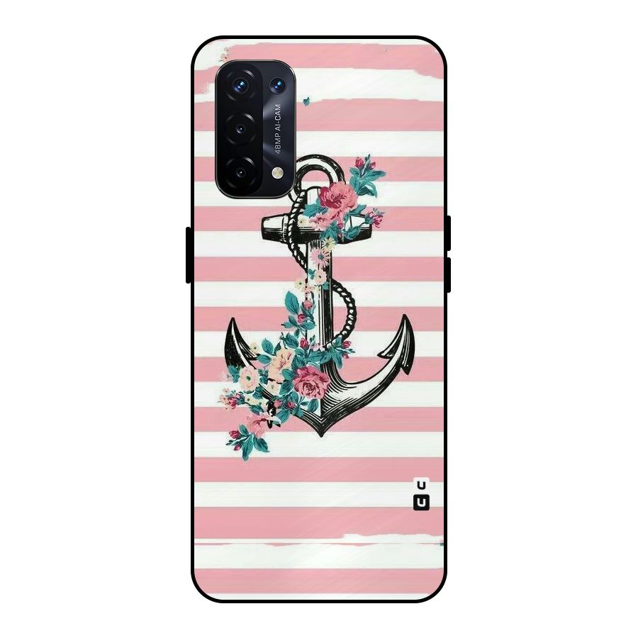 Floral Anchor Metal Back Case for Oppo A74 5G