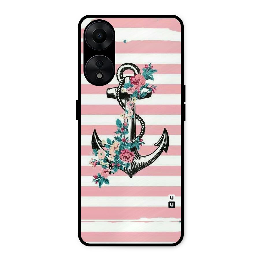 Floral Anchor Metal Back Case for Oppo A78 5G