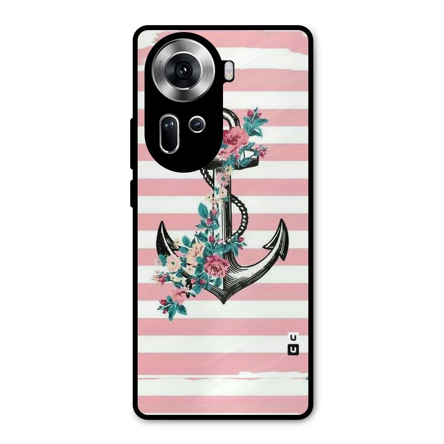 Floral Anchor Metal Back Case for Oppo Reno11 5G