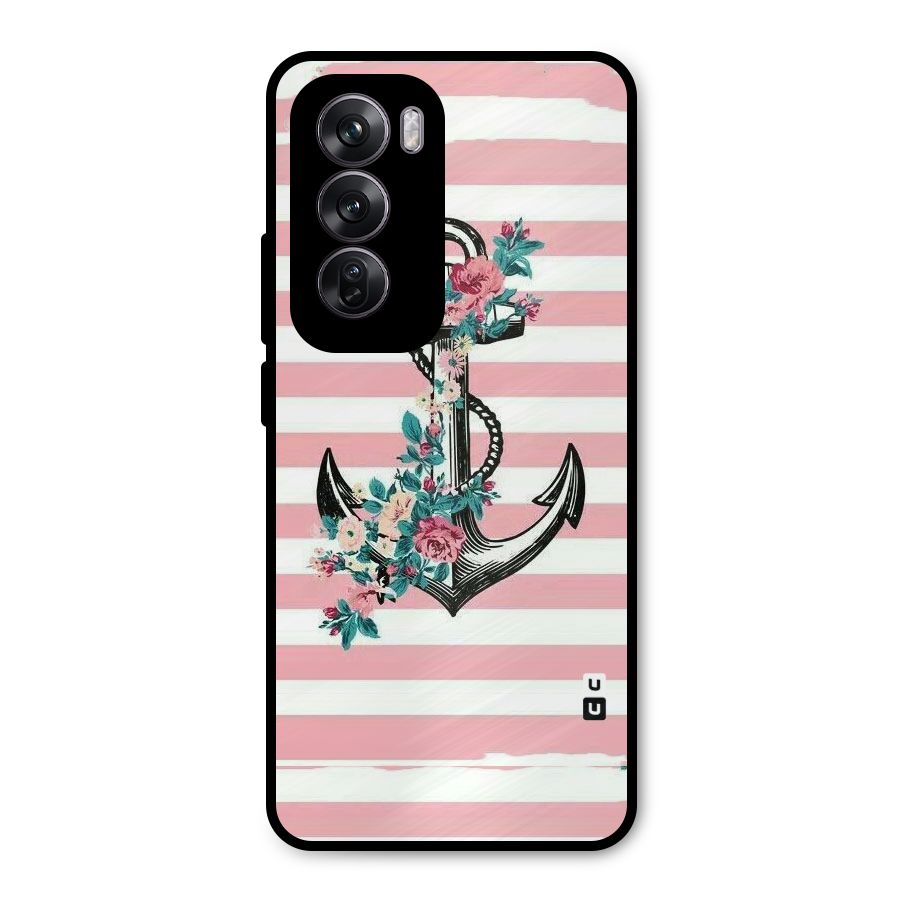 Floral Anchor Metal Back Case for Oppo Reno12 Pro