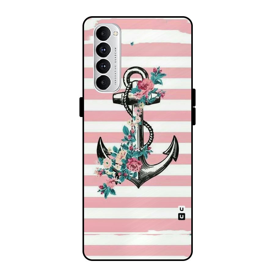 Floral Anchor Metal Back Case for Oppo Reno4 Pro