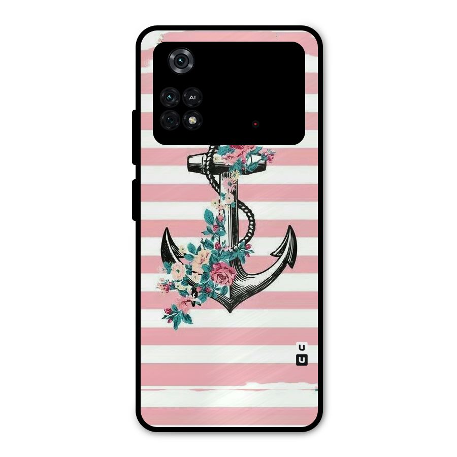 Floral Anchor Metal Back Case for Poco M4 Pro 4G
