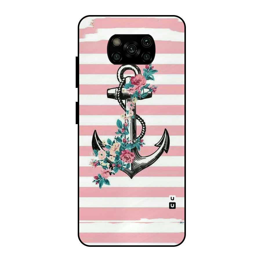 Floral Anchor Metal Back Case for Poco X3