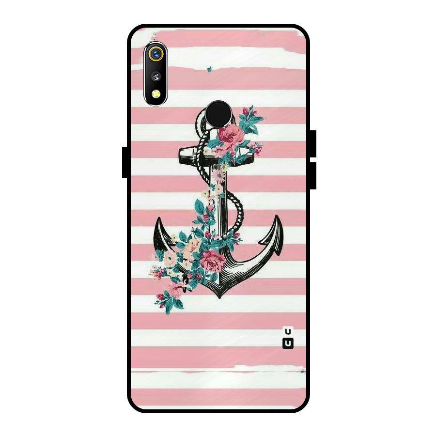 Floral Anchor Metal Back Case for Realme 3i