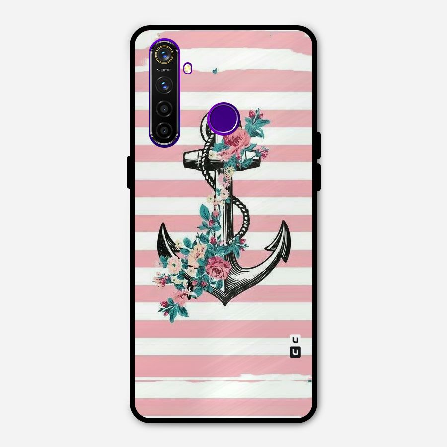 Floral Anchor Metal Back Case for Realme 5 Pro