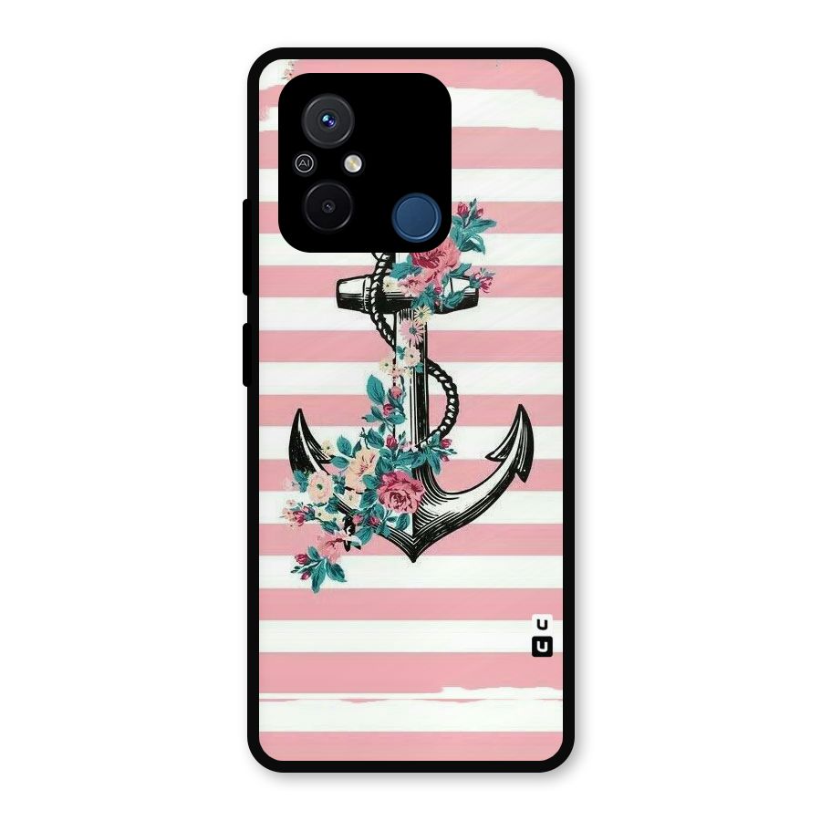 Floral Anchor Metal Back Case for Redmi 12C
