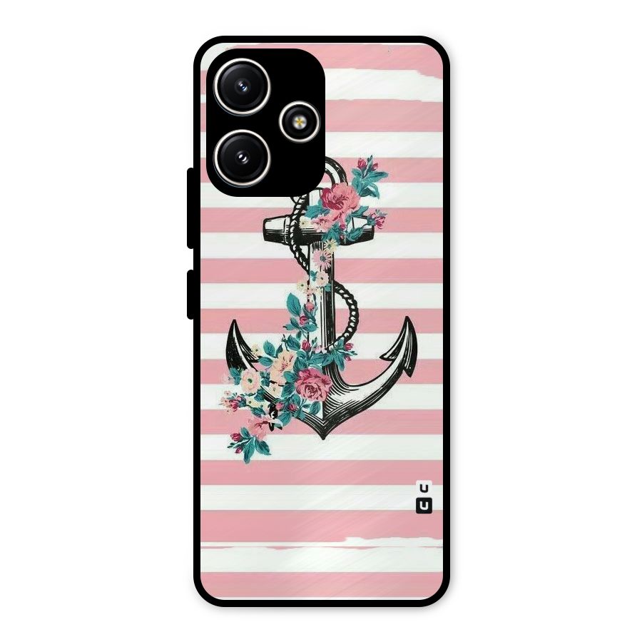 Floral Anchor Metal Back Case for Redmi 12 5G