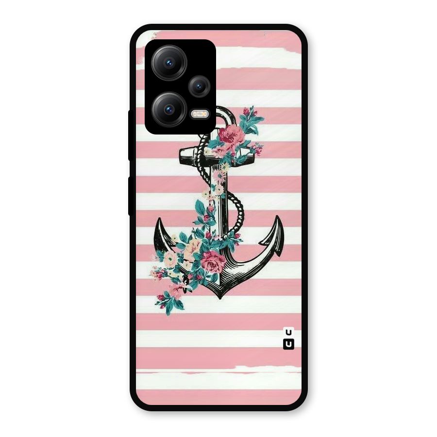 Floral Anchor Metal Back Case for Redmi Note 12 5G