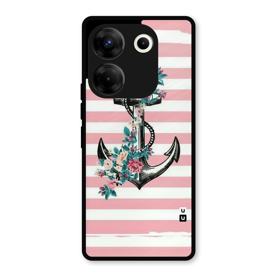 Floral Anchor Metal Back Case for Tecno Camon 20