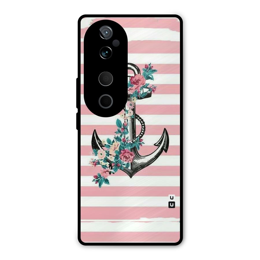 Floral Anchor Metal Back Case for Vivo T3 Ultra