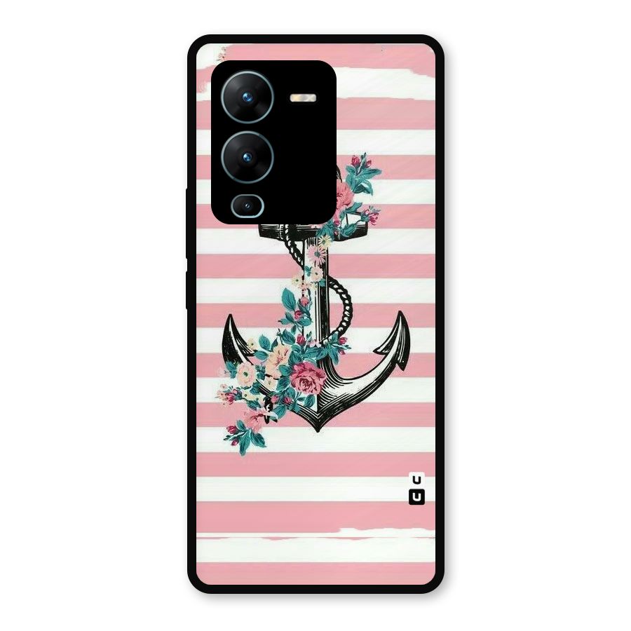 Floral Anchor Metal Back Case for Vivo V25 Pro