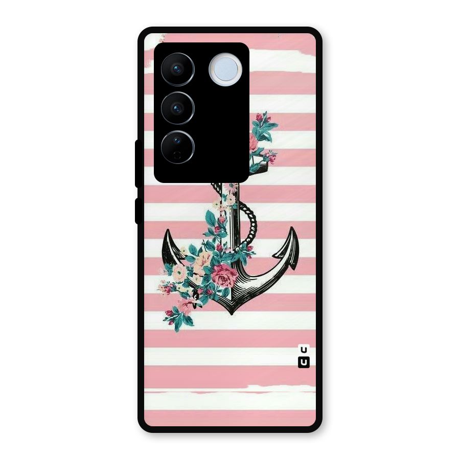 Floral Anchor Metal Back Case for Vivo V27
