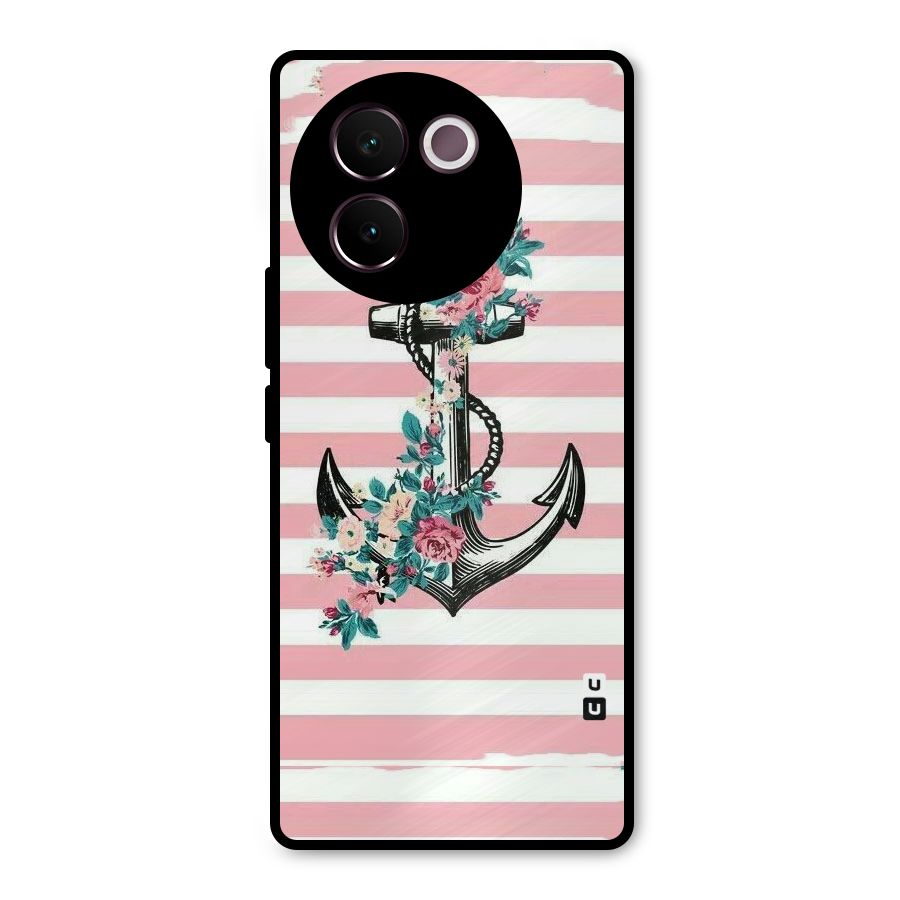 Floral Anchor Metal Back Case for Vivo V30e