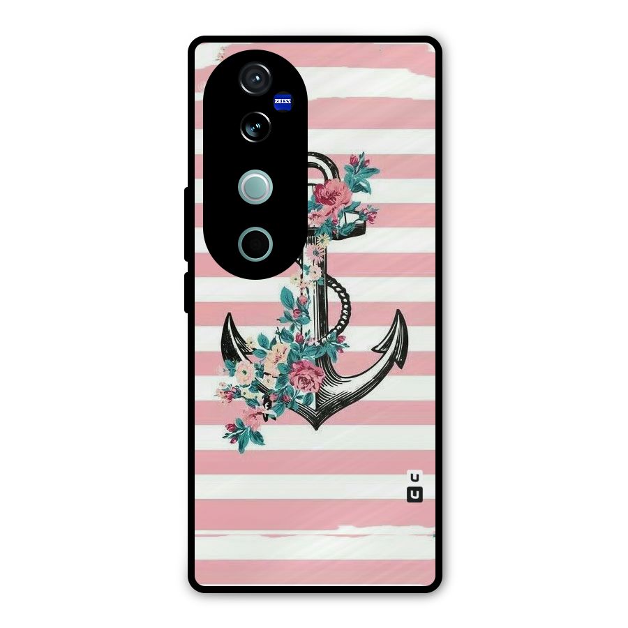 Floral Anchor Metal Back Case for Vivo V40 Pro