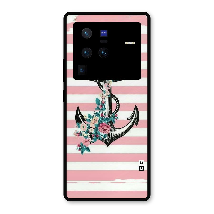 Floral Anchor Metal Back Case for Vivo X80 Pro
