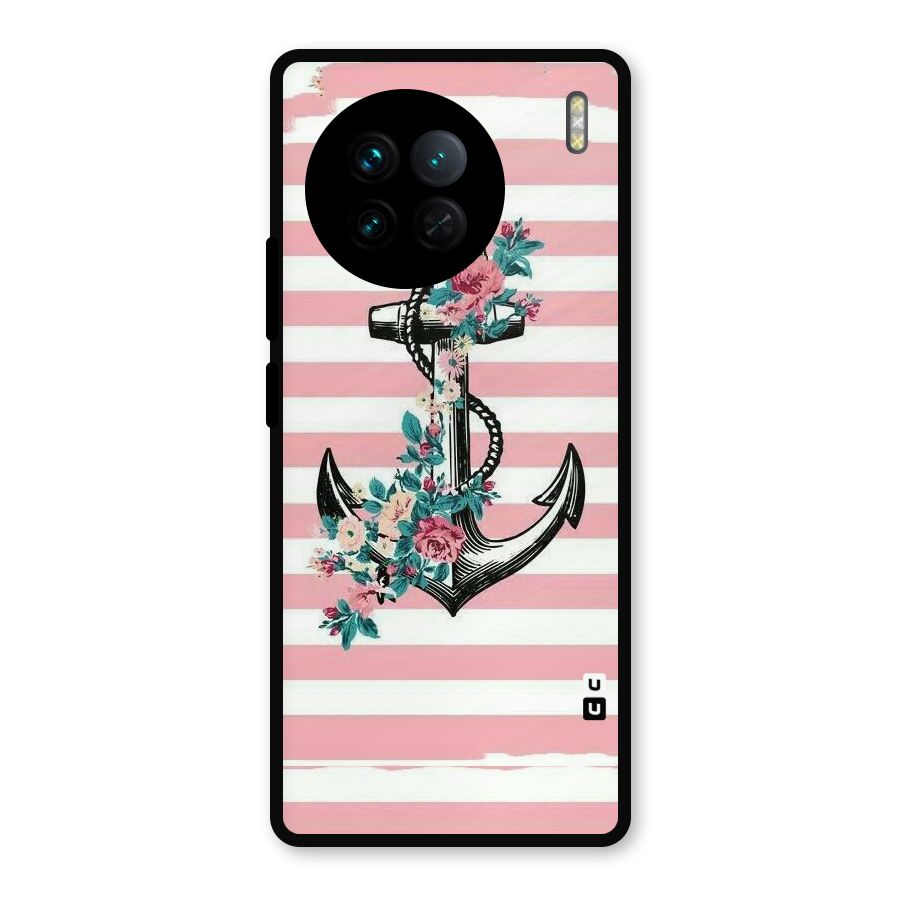 Floral Anchor Metal Back Case for Vivo X90