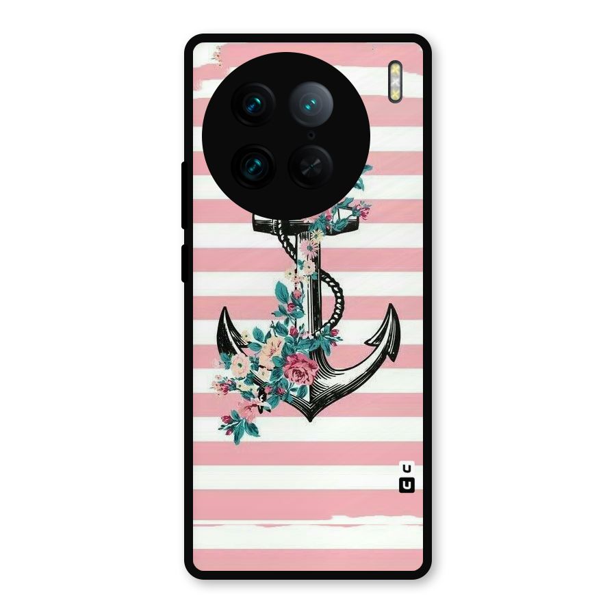 Floral Anchor Metal Back Case for Vivo X90 Pro