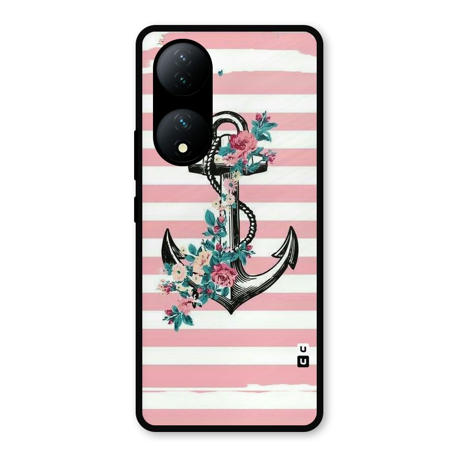 Floral Anchor Metal Back Case for Vivo Y100