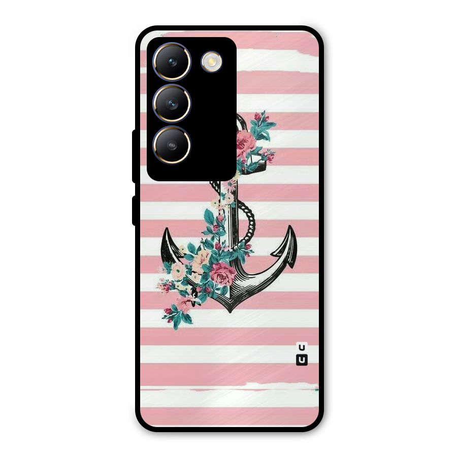 Floral Anchor Metal Back Case for Vivo Y200e