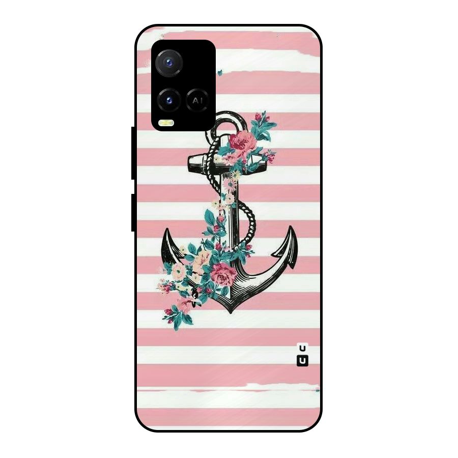 Floral Anchor Metal Back Case for Vivo Y21A