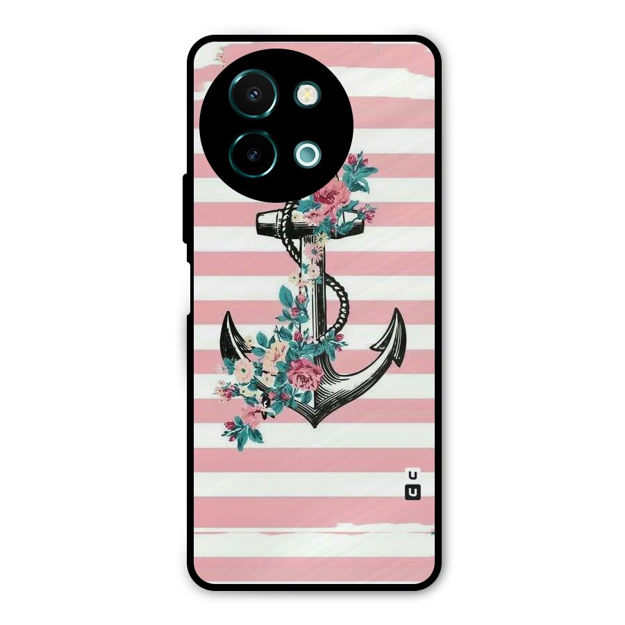 Floral Anchor Metal Back Case for Vivo Y58