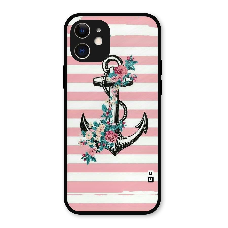 Floral Anchor Metal Back Case for iPhone 12