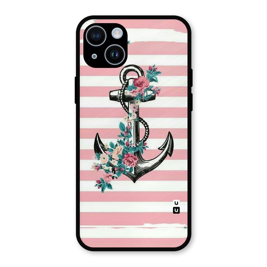 Floral Anchor Metal Back Case for iPhone 14