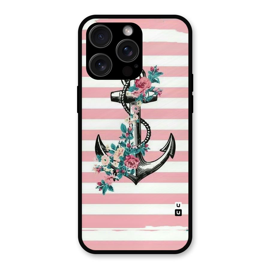 Floral Anchor Metal Back Case for iPhone 15 Pro Max