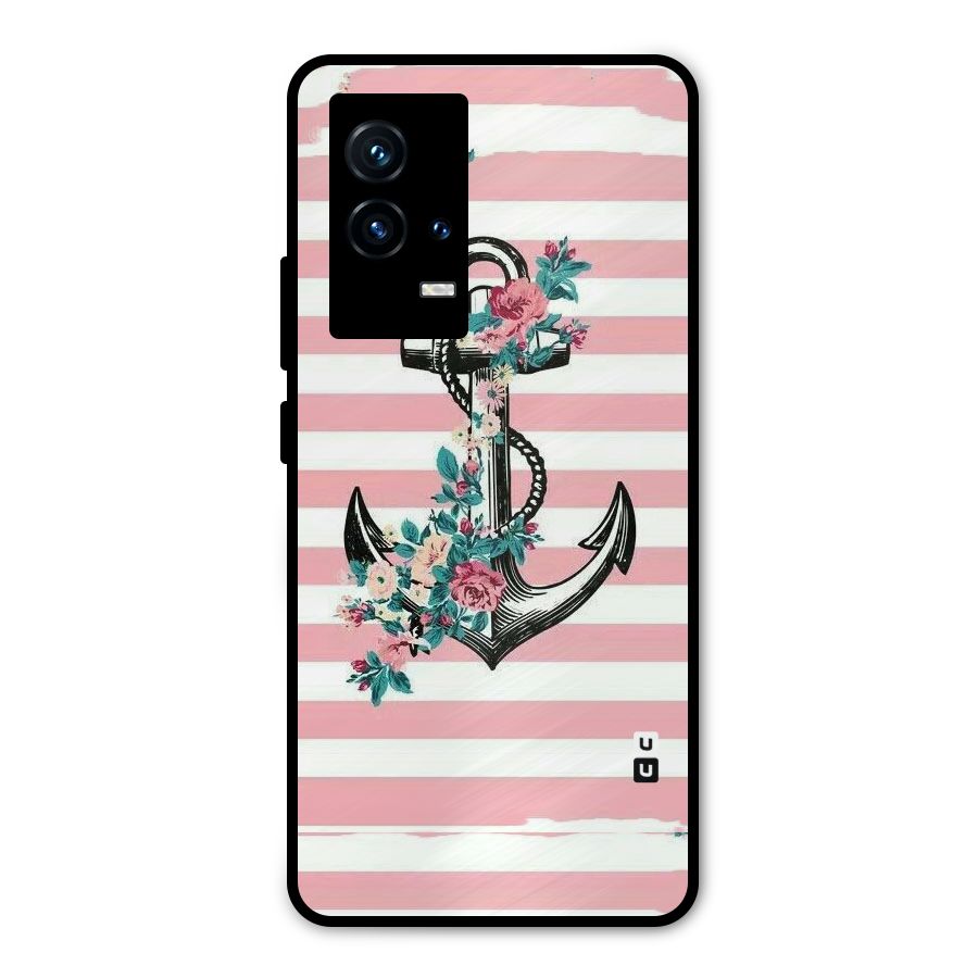 Floral Anchor Metal Back Case for iQOO 9 5G