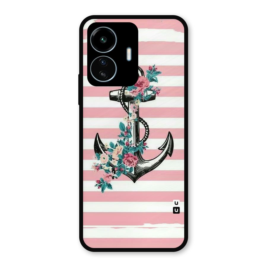 Floral Anchor Metal Back Case for vivo iQOO Z6 Lite 5G