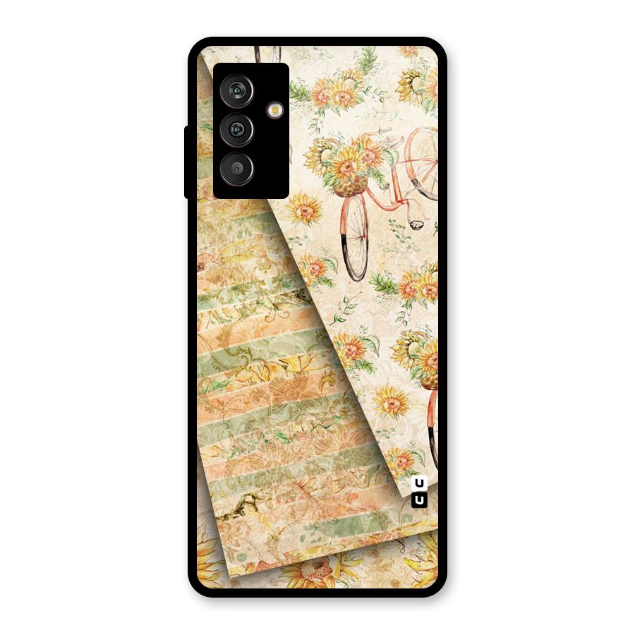Floral Bicycle Glass Back Case for Galaxy M13