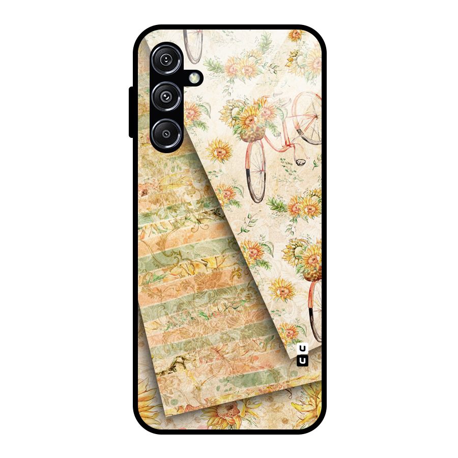 Floral Bicycle Glass Back Case for Galaxy M34 5G