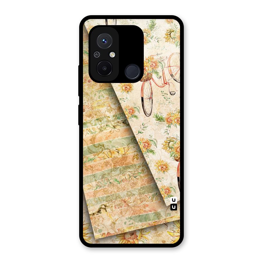 Floral Bicycle Glass Back Case for Redmi 12C