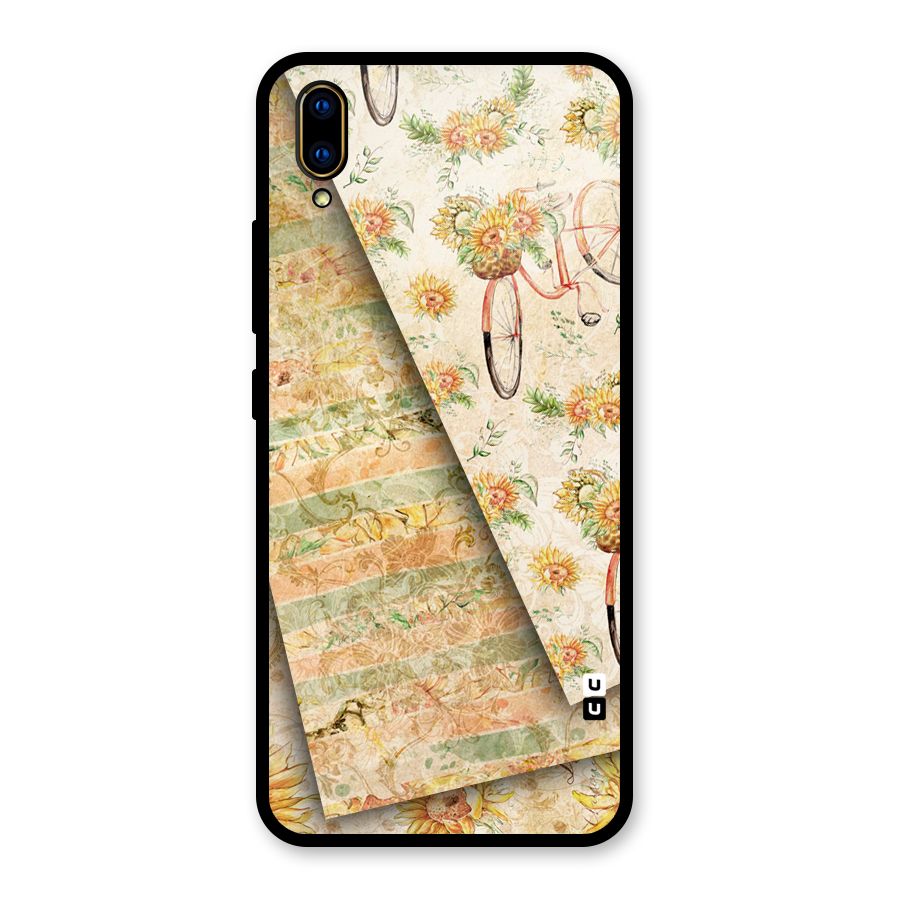 Floral Bicycle Glass Back Case for Vivo V11 Pro