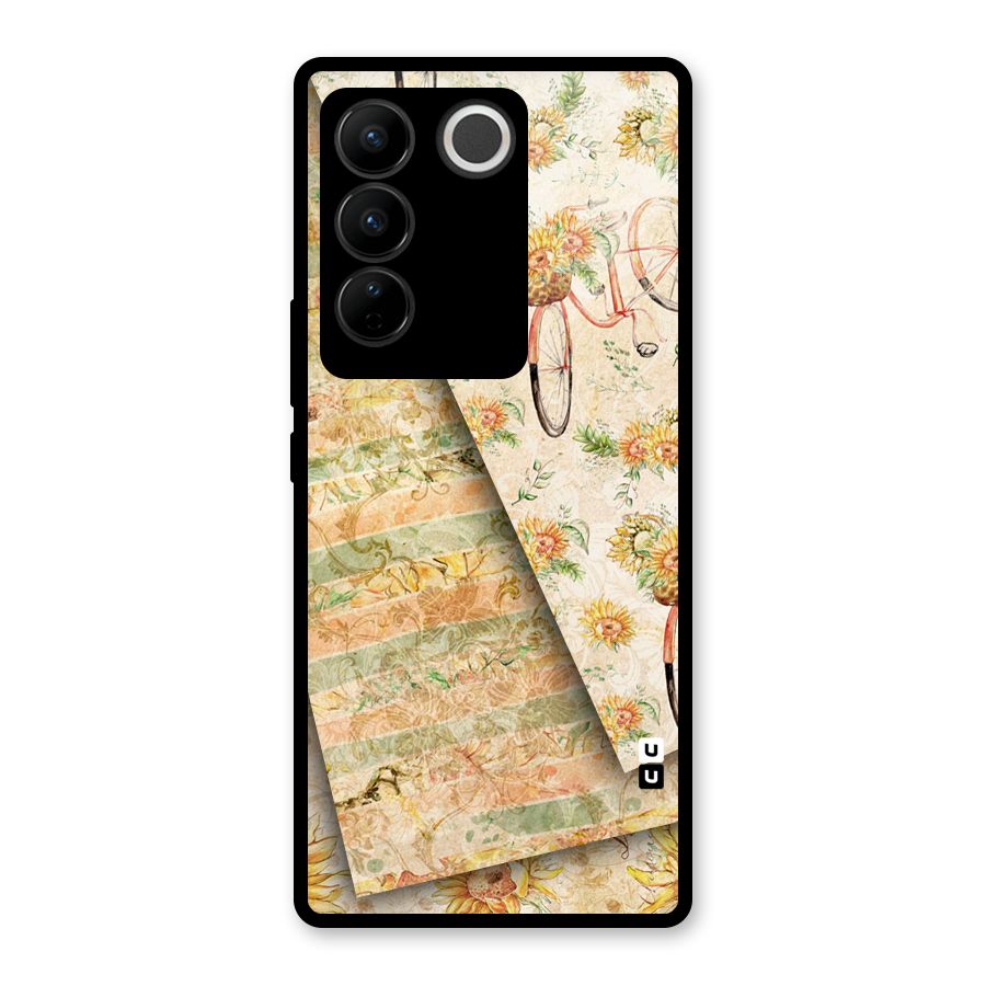 Floral Bicycle Glass Back Case for Vivo V27 Pro