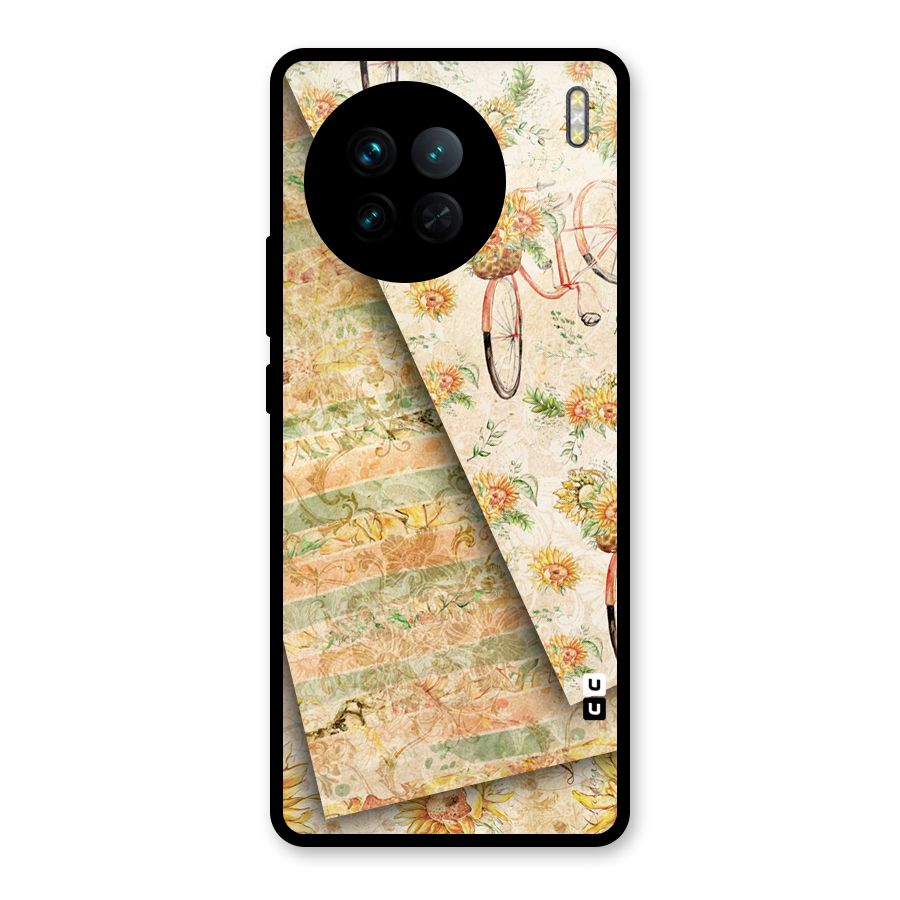 Floral Bicycle Glass Back Case for Vivo X90