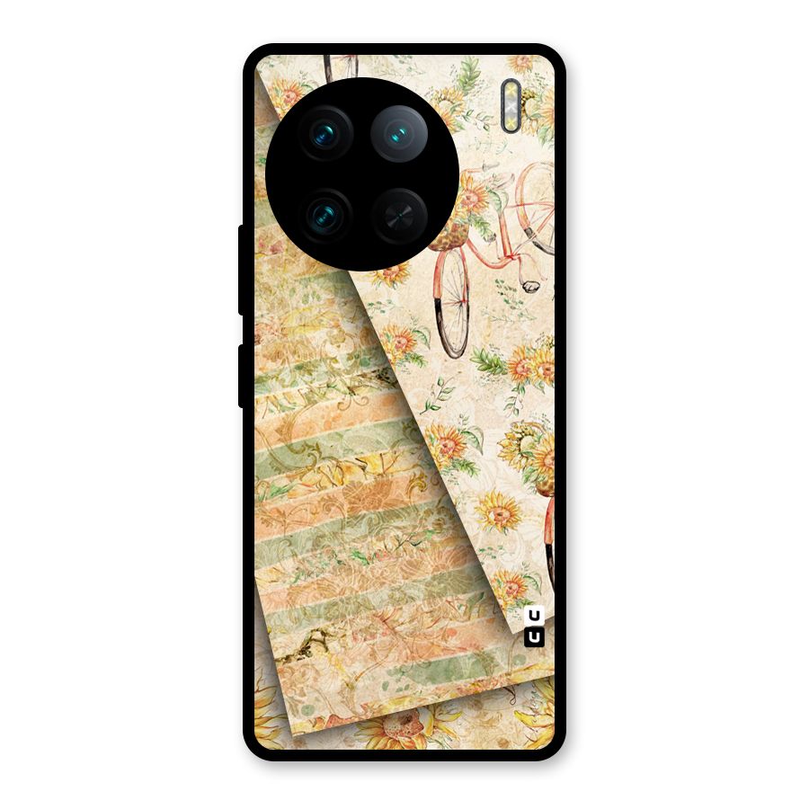 Floral Bicycle Glass Back Case for Vivo X90 Pro