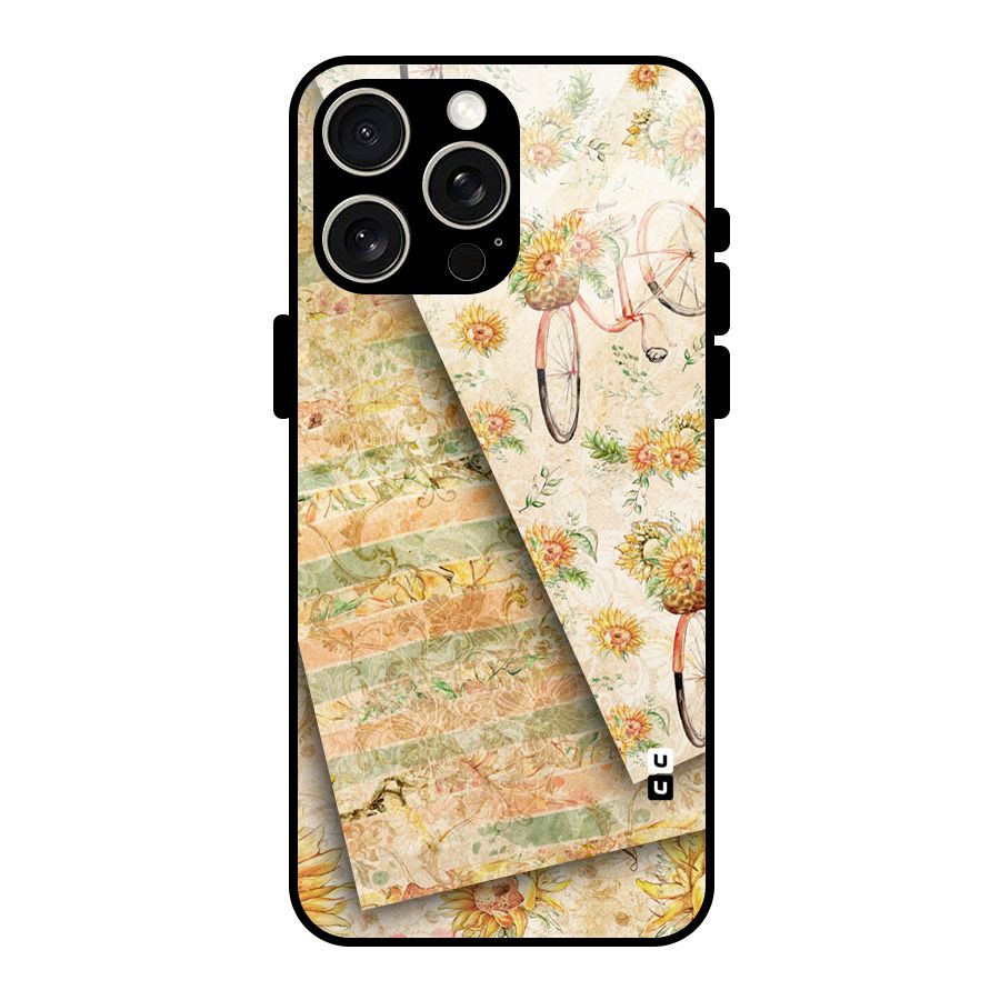 Floral Bicycle Glass Back Case for iPhone 15 Pro Max