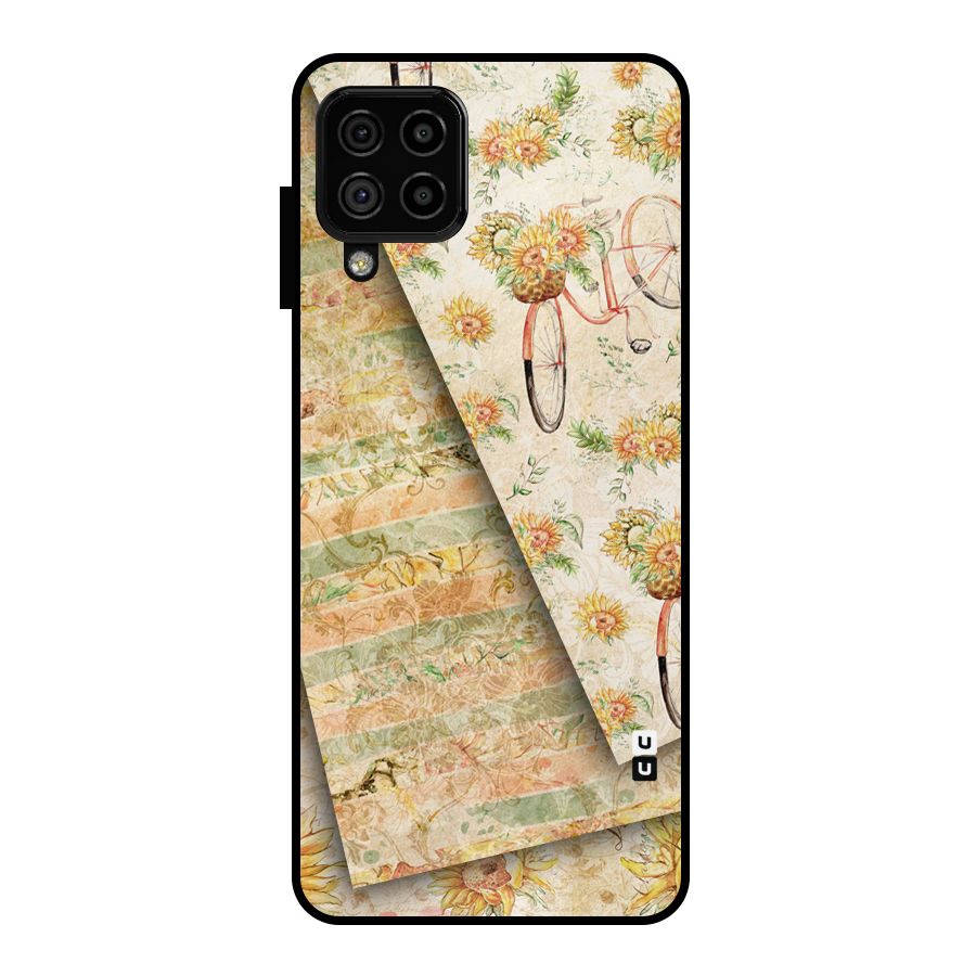 Floral Bicycle Metal Back Case for Galaxy A22 4G