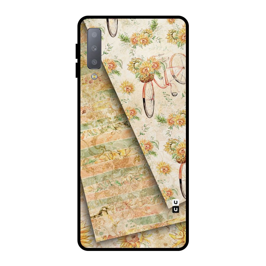 Floral Bicycle Metal Back Case for Galaxy A7 (2018)