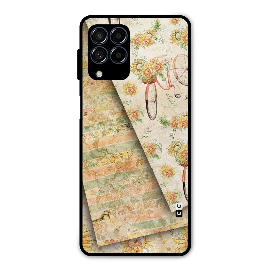 Floral Bicycle Metal Back Case for Galaxy M53 5G